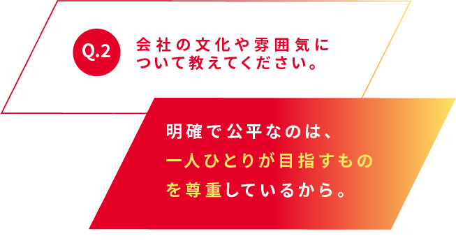 Q.3 業務に取り組むなかで意識していることはありますか？ 業務は個人でも、意識はチーム。自分の誠実さが誰かの助けになる。